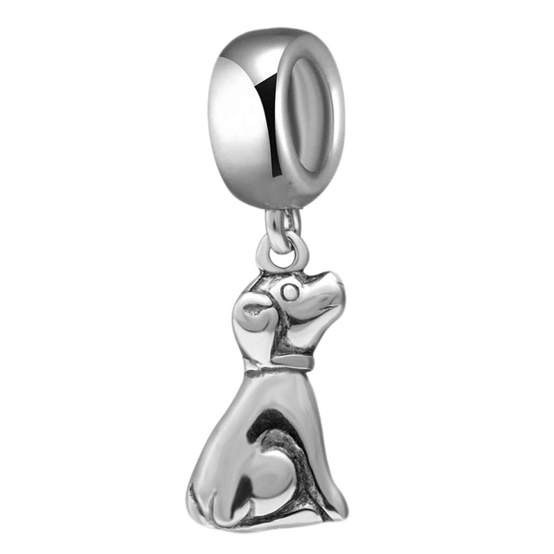 LAMOONY Dog Charm 925 Sterling Silver Animal Charm Dangle Charm Pet Charm Birthday Charm for Pandora Bracelet (Dog) - Image 1